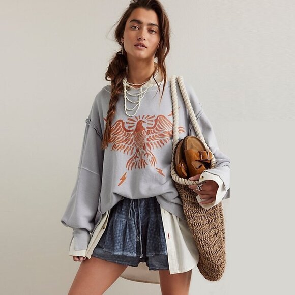 Free People Tops - Free People Graphic Camden Pullover NWOT